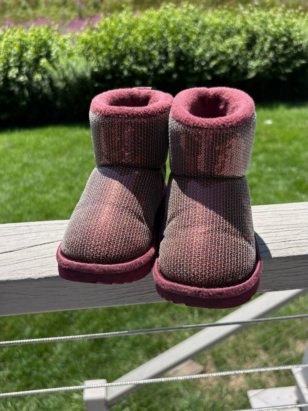 UGG Kids Burgundy Sparkle Booties